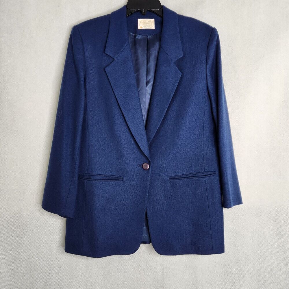 Vintage Pendleton Blazer Women’s Size 12 Blue Wool Made in USA